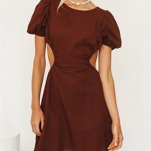 VRG GRL backless puff sleeve mini dress